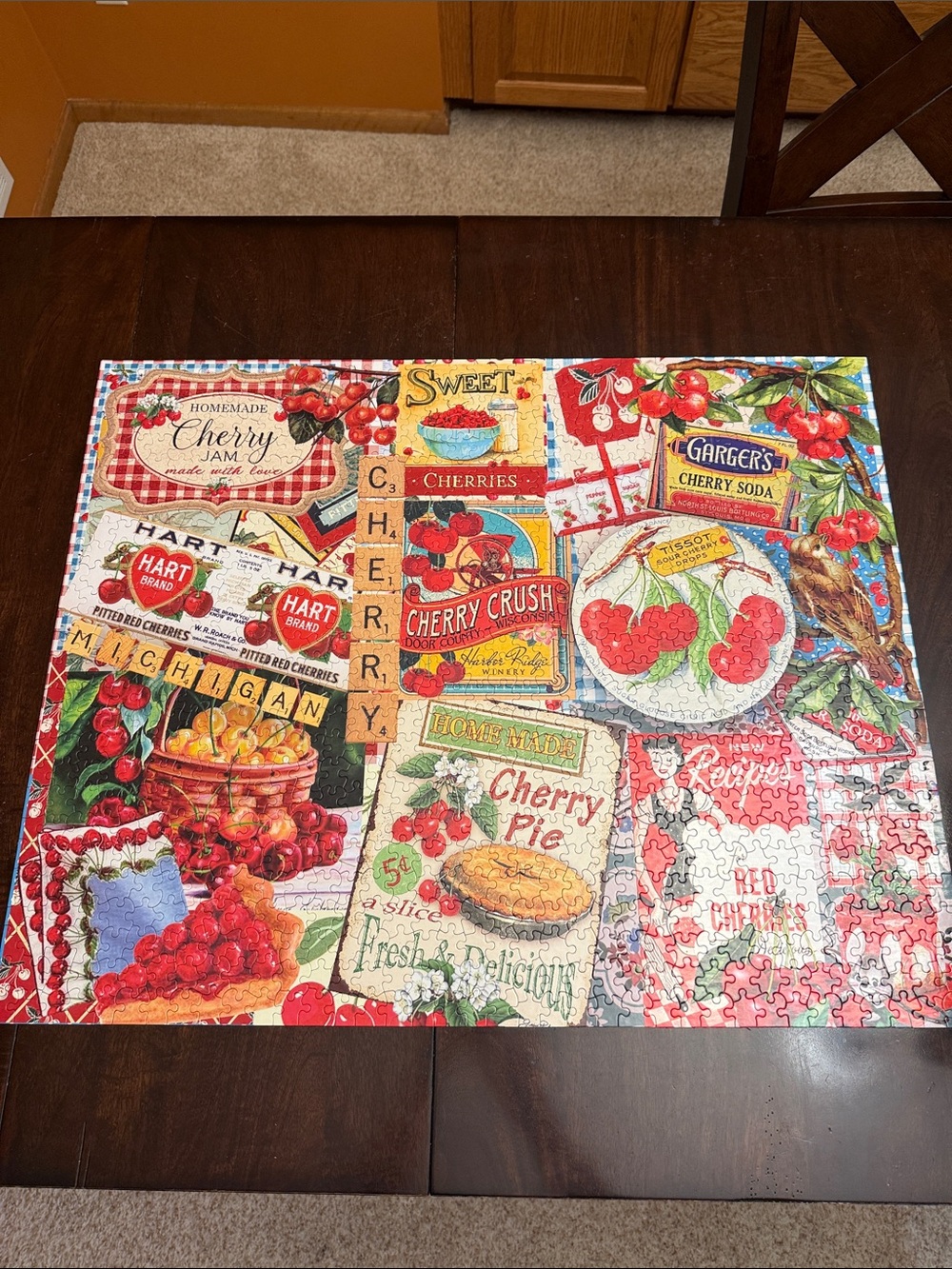 White Mountain Cherries Louis Sutton. 1000 pieces with poster. Complete - Picture 3 of 4